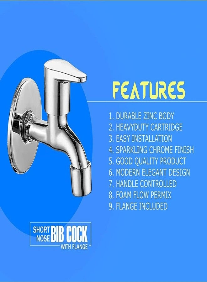 COSSIMO Bib Cock Short Body Tap with Wall Flange - Pack of 1 - Image 3